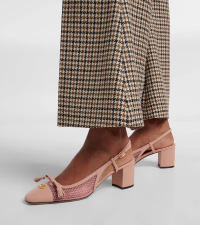 Valentino Garavani Valet Du Roi Slingback Pump In Mesh And Kidskin 60mm Woman Pink 42 In Pink