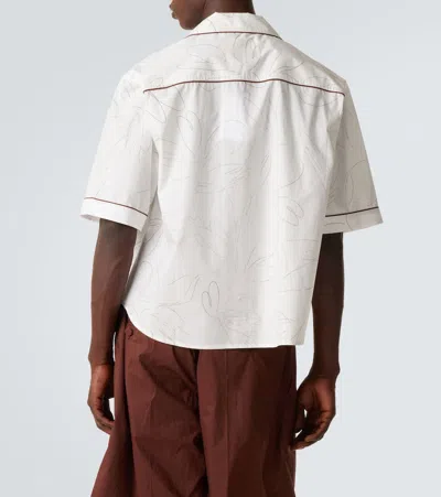Plan C Printed Cotton Shirt In White