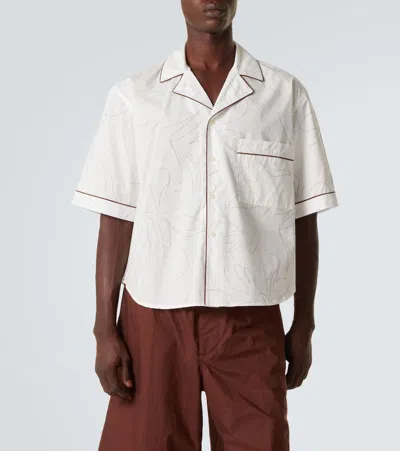 Plan C Printed Cotton Shirt In White