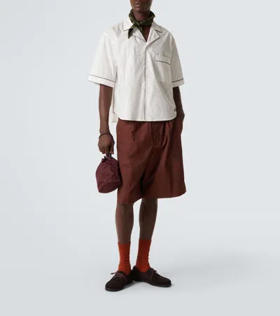 Plan C Printed Cotton Shirt In White