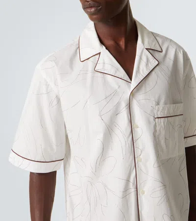 Plan C Printed Cotton Shirt In White