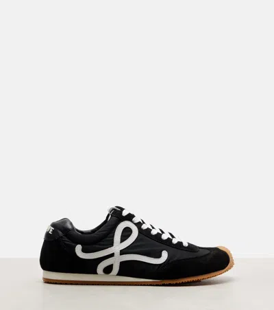Loewe Women Black Canvas And Suede Ballet Runner 2.0 Sneakers