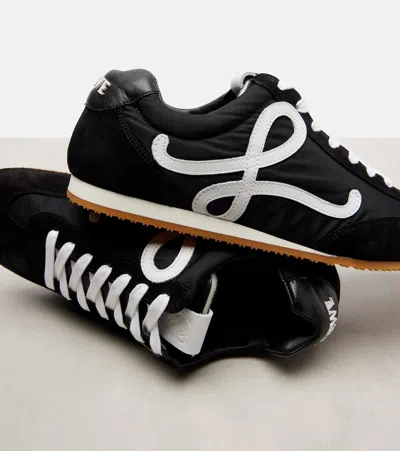 Loewe Women Black Canvas And Suede Ballet Runner 2.0 Sneakers