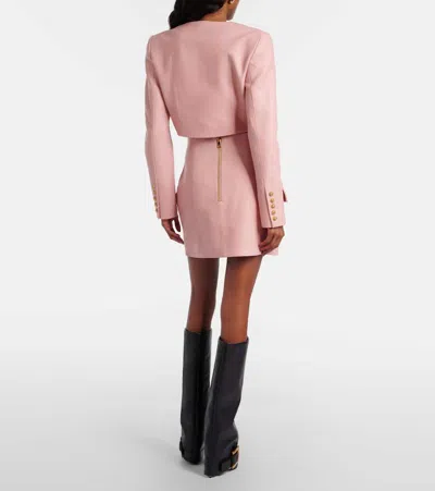 Balmain Short Lambskin Skirt With Buttons In Animal Print