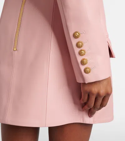 Balmain Long Sleeves Buttoned Lambskin Cropped Jacket In Pink