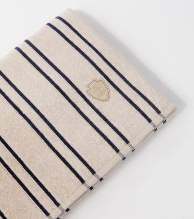 Brunello Cucinelli Striped Cotton Terry Beach Towel In Brown