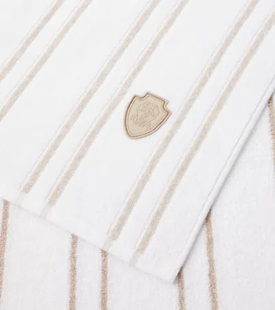 Brunello Cucinelli Striped Cotton Terry Beach Towel In Brown
