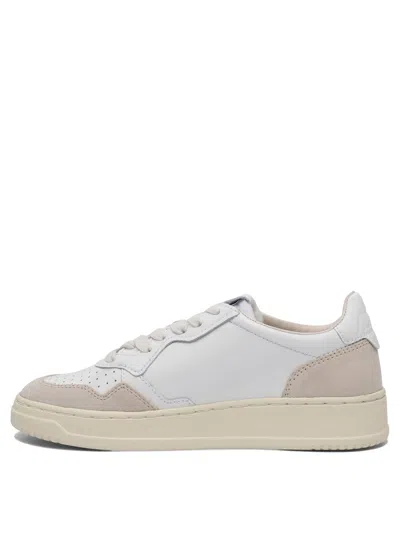 Autry Low-top Sneakers With Hybrid Leather Design And Metallic Accent In Multi