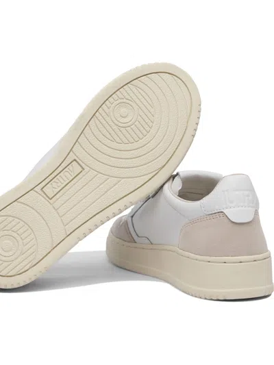 Autry Low-top Sneakers With Hybrid Leather Design And Metallic Accent In Multi