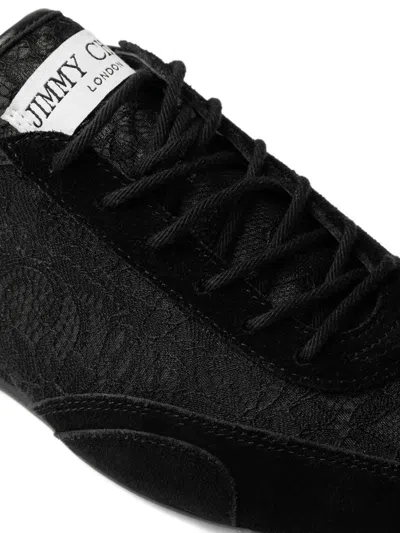 Jimmy Choo Sunny Leather-trimmed Suede And Lace Sneakers In Black