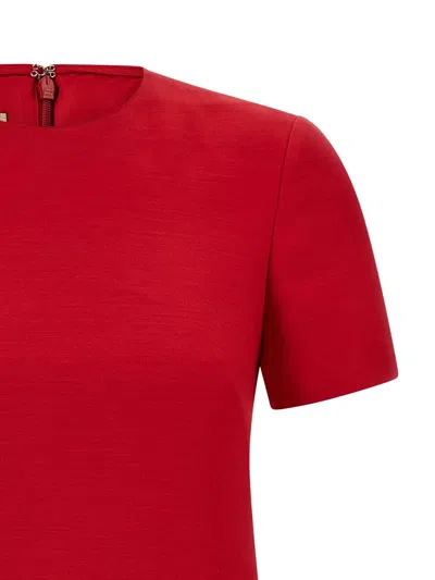 Valentino Womens Paris Pocket-front Short-sleeve Wool-blend Midi Dress In Red