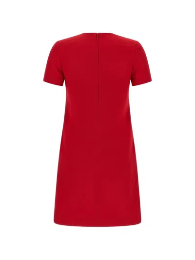 Valentino Womens Paris Pocket-front Short-sleeve Wool-blend Midi Dress In Red