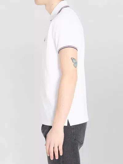 Moncler Cotton Piquet Polo Shirt With Tricolor Trim In Multi