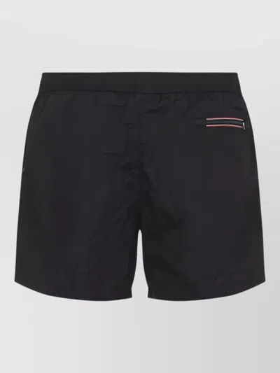 Moncler Logo Patch Detail Elastic Waist Swim Shorts In Black