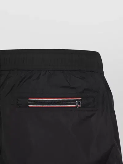 Moncler Logo Patch Detail Elastic Waist Swim Shorts In Black