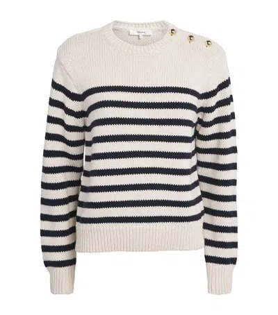 Frame The Mariner Stripe Button Accent Cotton Sweater In Multi