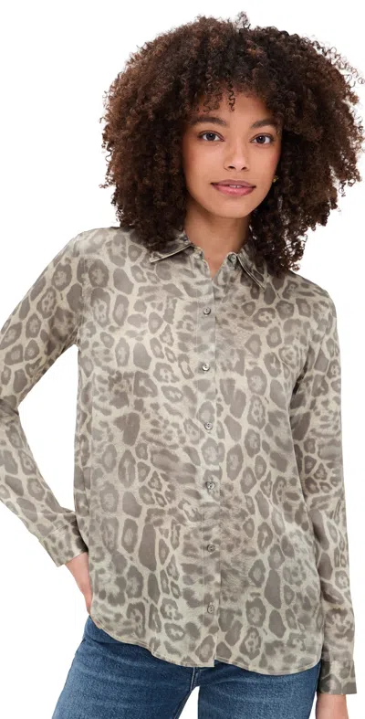 L'agence Tyler Long Sleeve Blouse Grey Patch Leopard In Neutral