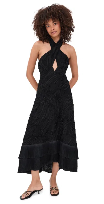 Alexis Ambrosio Halterneck Tiered Midi Dress In Orange