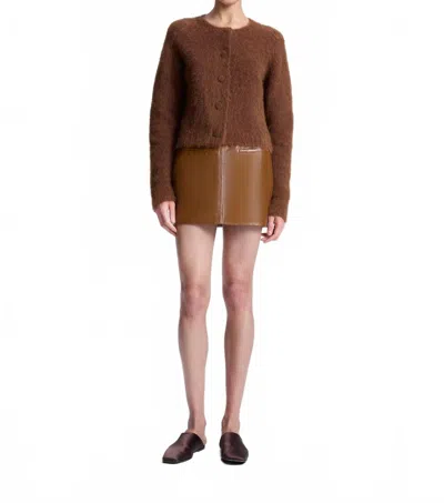 A.l.c Cowan Glossy Leather Mini Skirt In Saddle In Brown