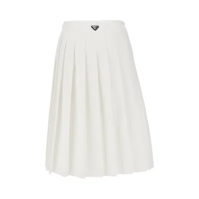Prada White Cotton Polyester Skirt In White