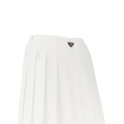 Prada White Cotton Polyester Skirt In White