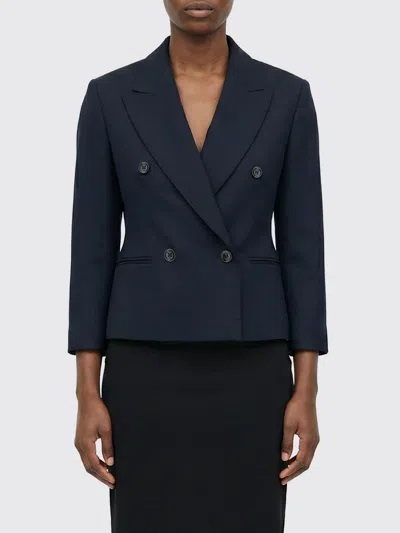 Max Mara Mxmdorico Stretch Virgin Wool Blazer In Blue