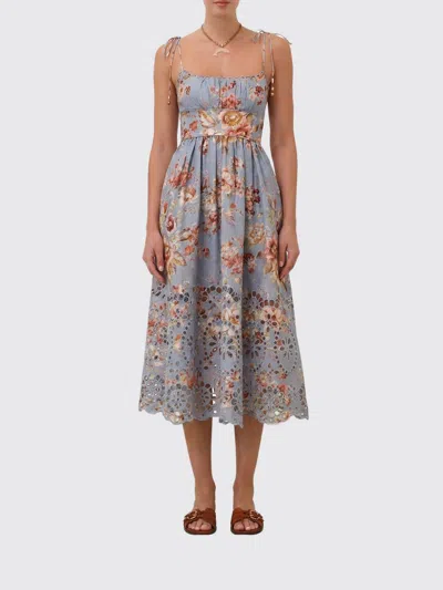 Zimmermann Womens Chambray Floral Awaken Picnic Floral Linen Midi Dress Xxs In Blue