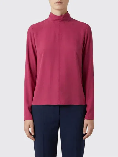 Joseph Womens Mulberry Buick Funnel-neck Crepe Blouse In Red