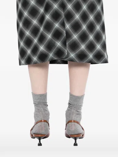 Less Plaid Midi Skirt In Black