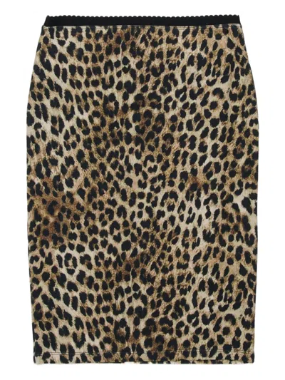 N°21 Kids' Animal-print Logo Midi Skirt In Brown