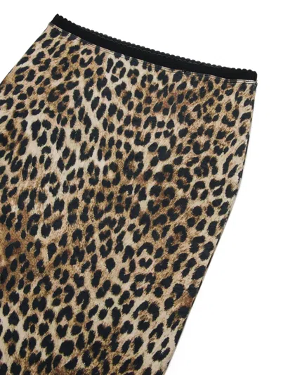 N°21 Kids' Animal-print Logo Midi Skirt In Brown