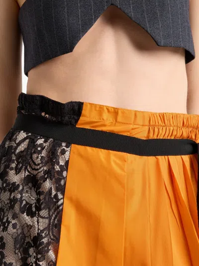 Prada Technical Taffeta Patchwork Skirt In Orange