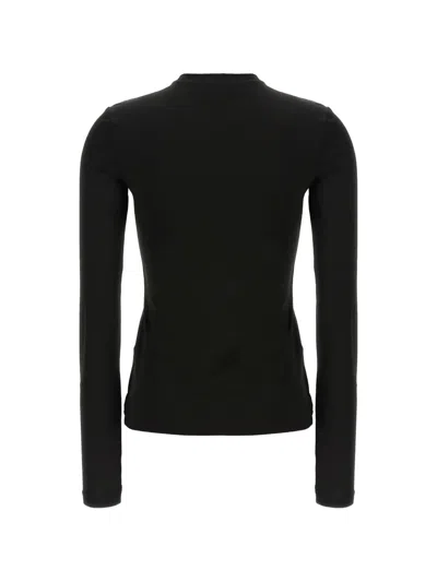 Off-white Fitted Long Sleeve Ribbed Crop T-shirt In Black