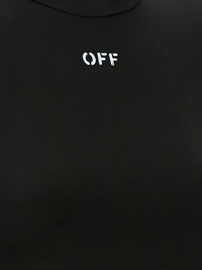 Off-white Fitted Long Sleeve Ribbed Crop T-shirt In Black