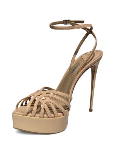 Le Silla Caged Platform Sandals In Neutral