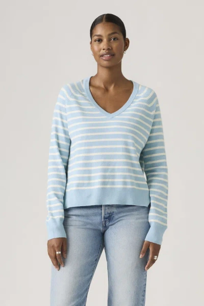 Levi's Supersoft V Neck Pullover Sweater In Blue