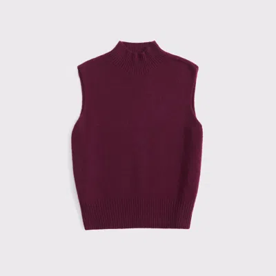 Abercrombie & Fitch Merino Wool-blend Sweater Shell Top In Burgundy