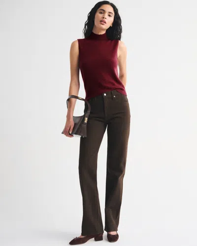 Abercrombie & Fitch Merino Wool-blend Sweater Shell Top In Burgundy