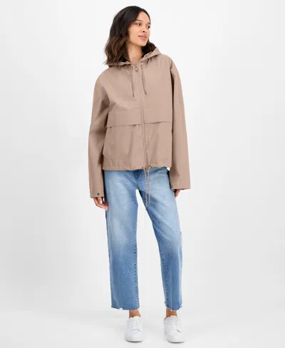 Rains Suva Hardshell Hooded Jacket In Brown