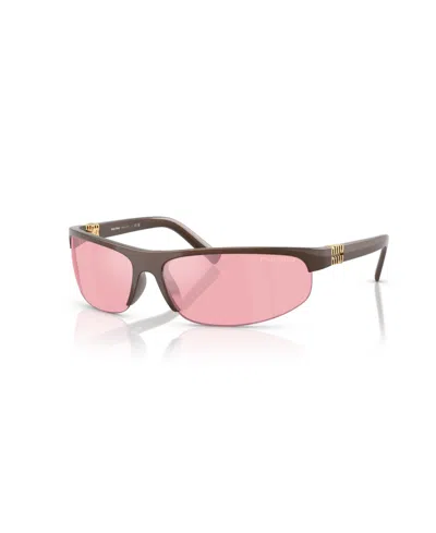 Miu Miu 0mu A02s Rectangular Brown Sunglasses In Brown