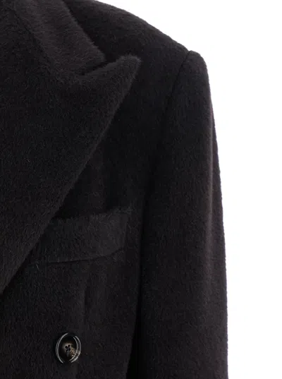 Tagliatore Structured Double-breasted Jacket With Flap Pockets In Black