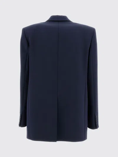 Max Mara Studio Blue Virgin Wool Silk Blazer In Blue