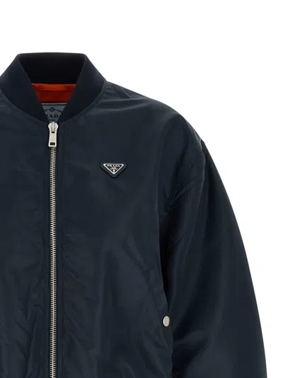 Prada Twill Bomber Jacket In Blue