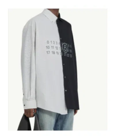 Mm6 Maison Margiela Tailored Black Shirt With Pointed Collar And Button Cuffs In Multi