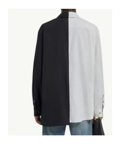 Mm6 Maison Margiela Tailored Black Shirt With Pointed Collar And Button Cuffs In Multi