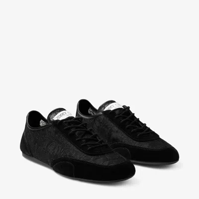 Jimmy Choo Sunny Leather-trimmed Suede And Lace Sneakers In Black