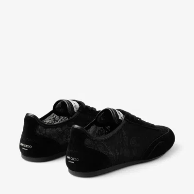 Jimmy Choo Sunny Leather-trimmed Suede And Lace Sneakers In Black