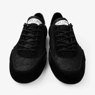 Jimmy Choo Sunny Leather-trimmed Suede And Lace Sneakers In Black