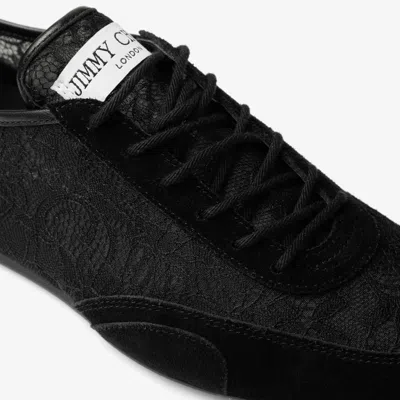 Jimmy Choo Sunny Leather-trimmed Suede And Lace Sneakers In Black