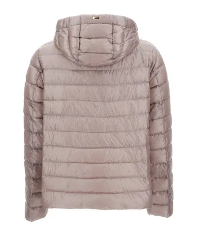 Herno Hooded Quilted Down Jacket With Adjustable Drawstring In Neutral